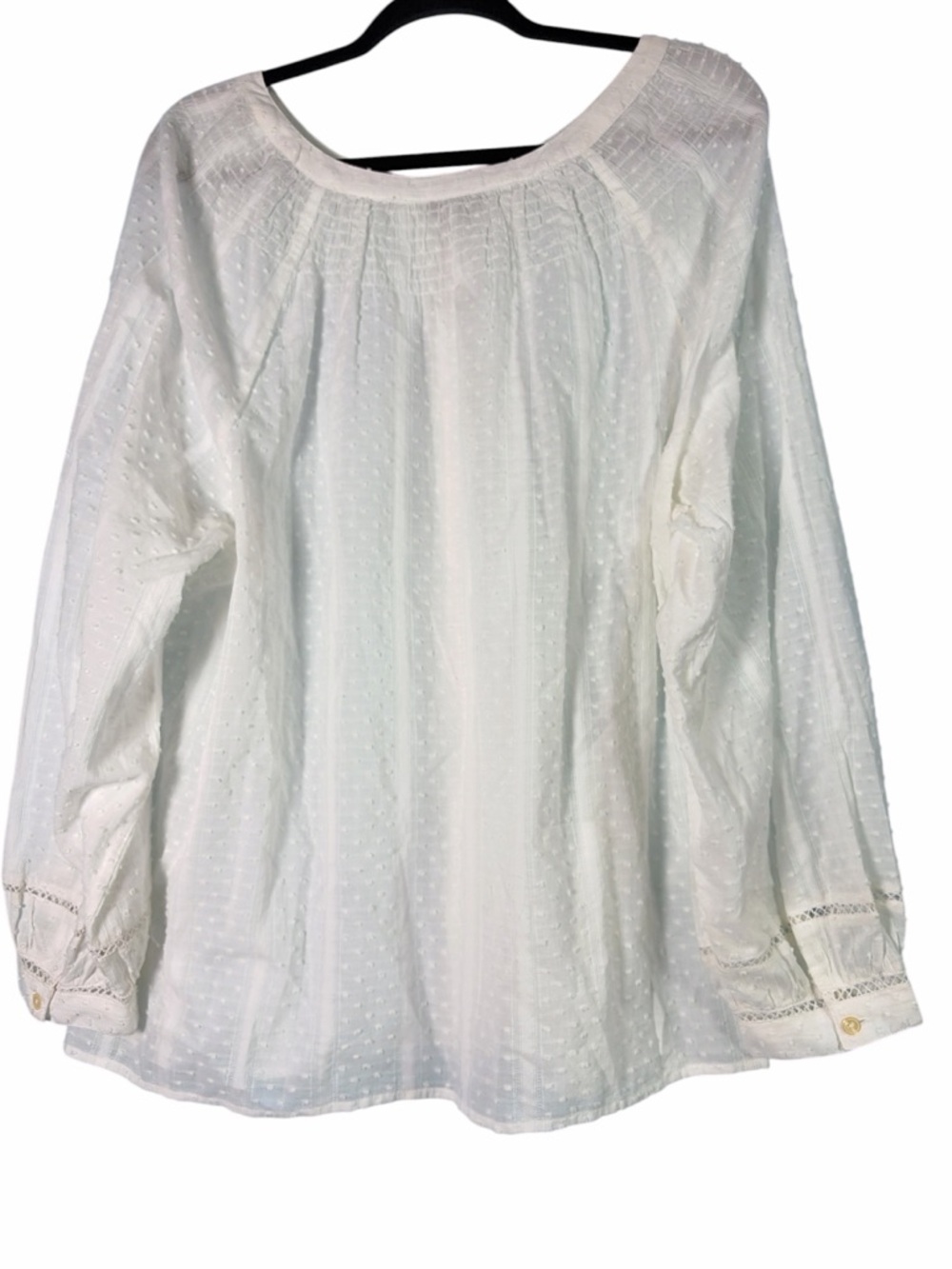 Talbots Top Womens 3Xp White Pleated Polka Dot Textured Button - Picture 6 of 9